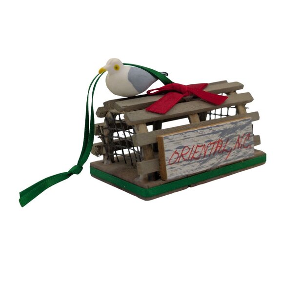 Handmade Ornament Miniature NC Town Seagull  wood Lobster Crab metal trap 2.8" - Picture 5 of 11